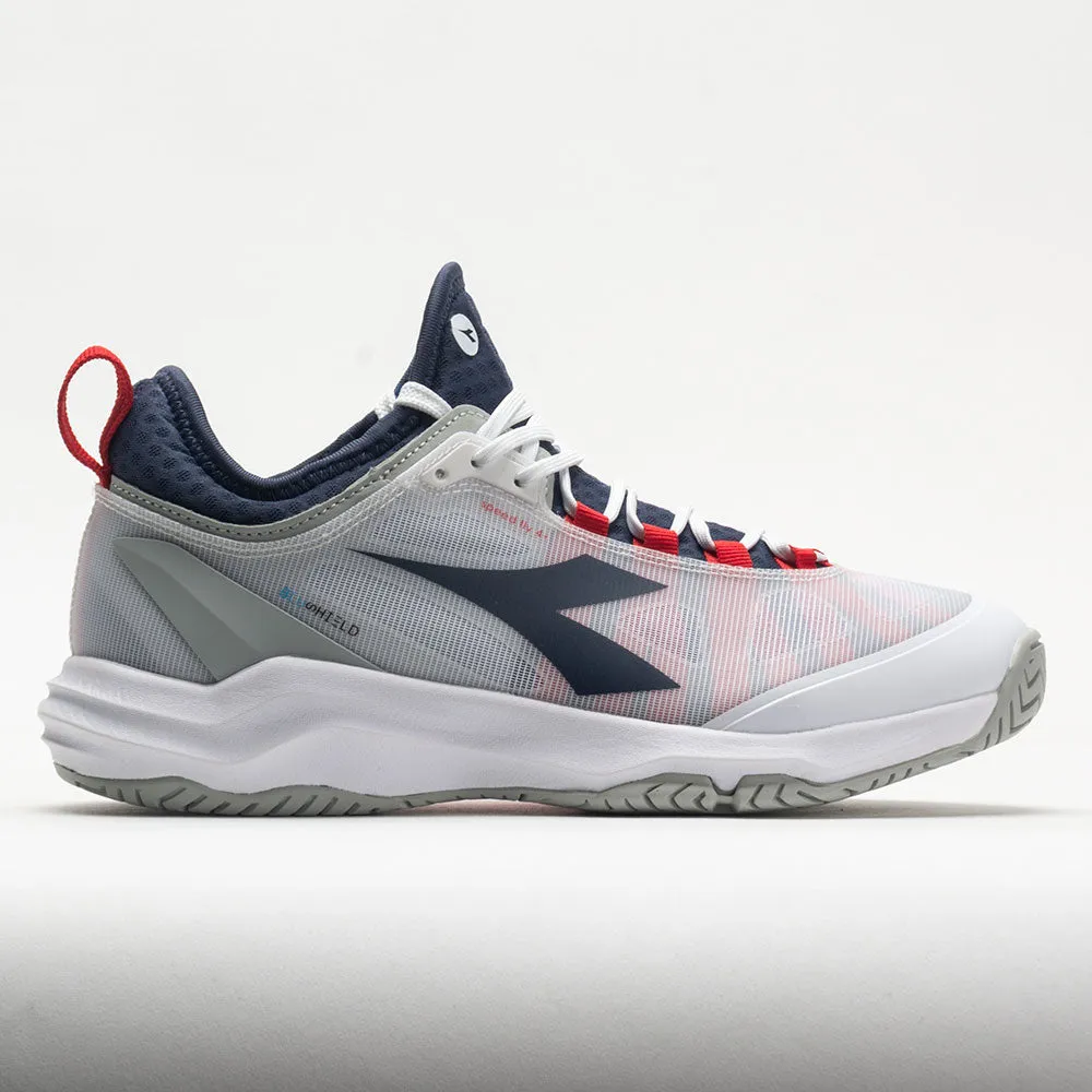 soccer - field running shoes summer running shoe climate Diadora Blushield Fly 4  Men's  White/Blue Corsair/Fiery Red