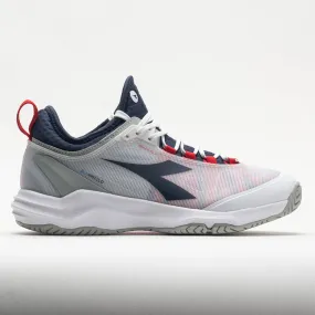 soccer - field running shoes summer running shoe climate Diadora Blushield Fly 4  Men's  White/Blue Corsair/Fiery Red