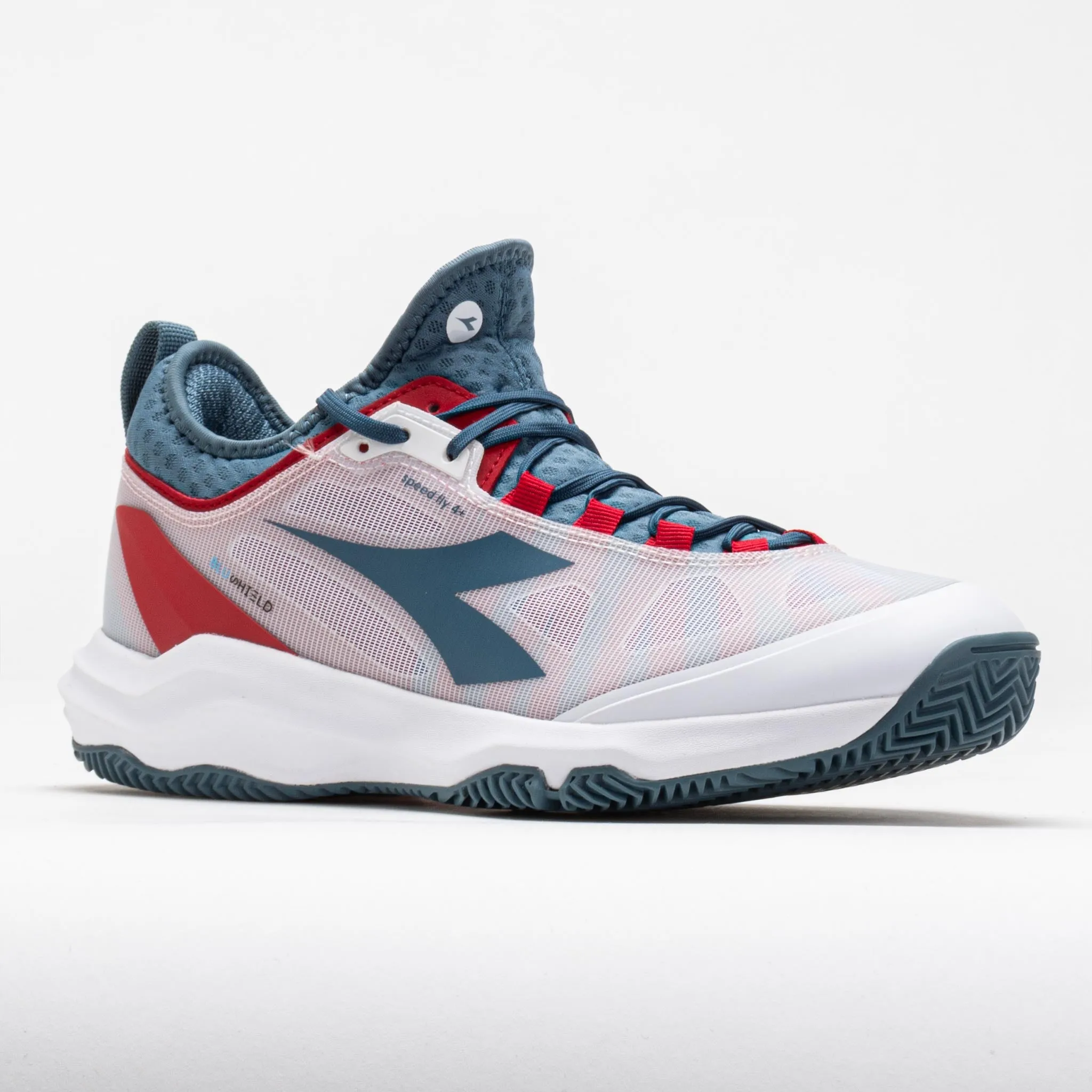 Diadora Speed Blushield Fly 4  Clay Men's  White/Oceanview/Salsa slip - on shoe version