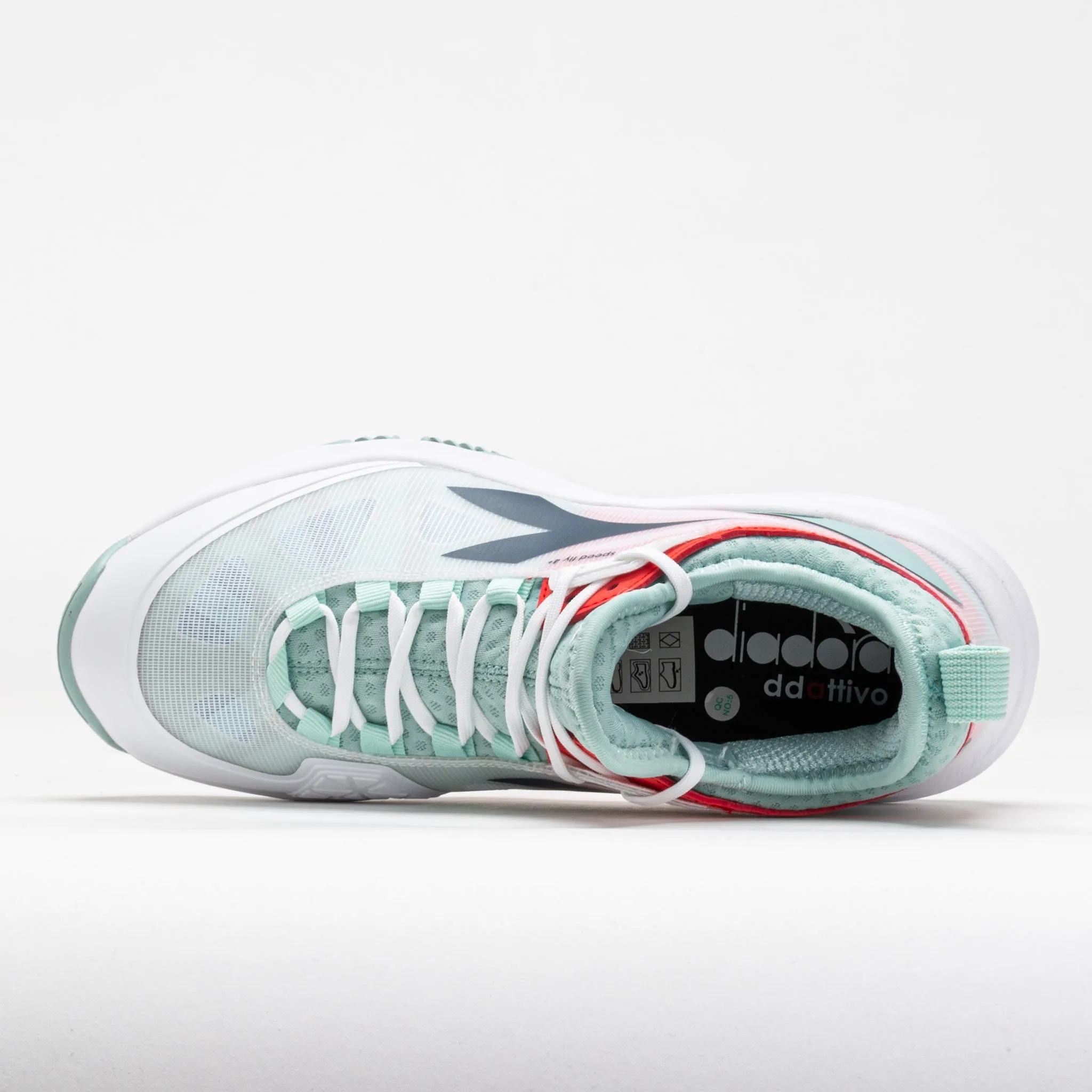 Diadora Speed Blushield Fly 4  Clay Women's  White/Blue/Surf Spray competitive runner wide - toe shoes