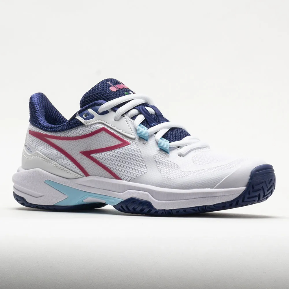 curved - last shoes left - foot Diadora Trofeo 2 AG Pickleball Women's  White/Blueprint/Pink Yarrow