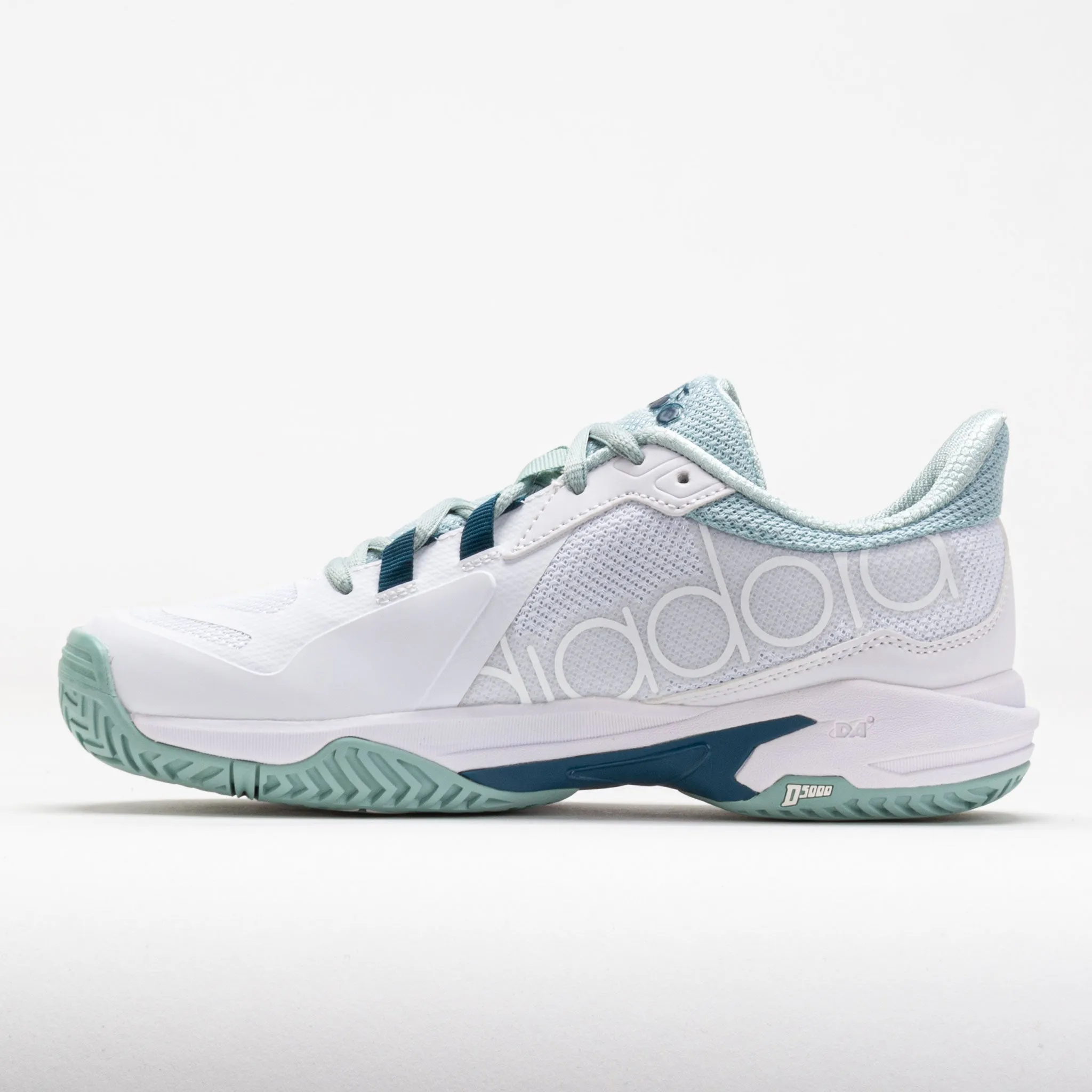 Diadora Trofeo 2 AG Pickleball Women's  White/Legion Blue running in a beam bridge area shoes Themed Run