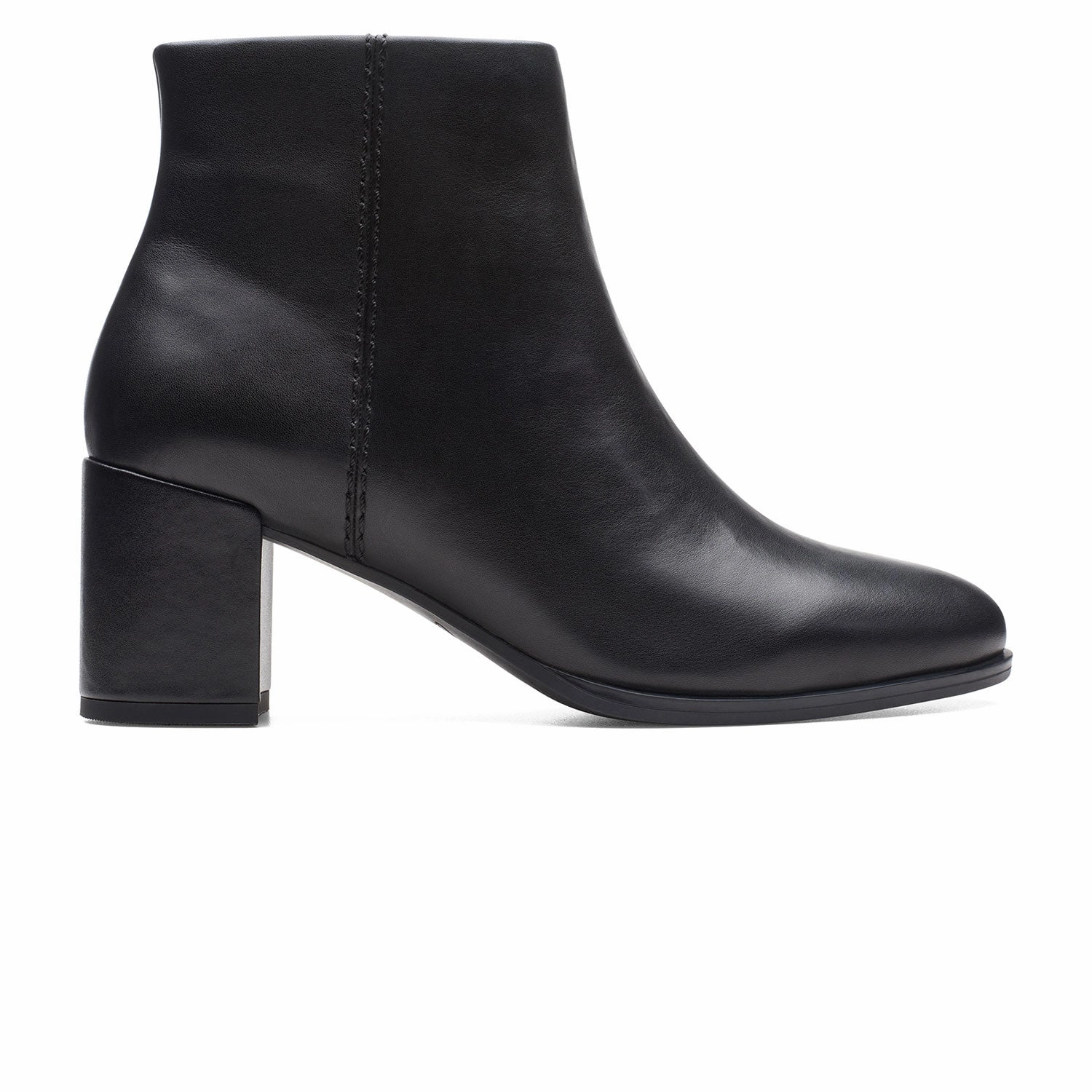 Chunk Heel Womens - Freva 55 Zip Black Leather