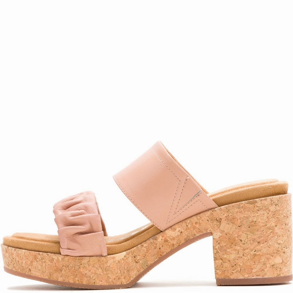 Slip On Mules Stacked Heel Hush Puppies Poppy Ruched Slide