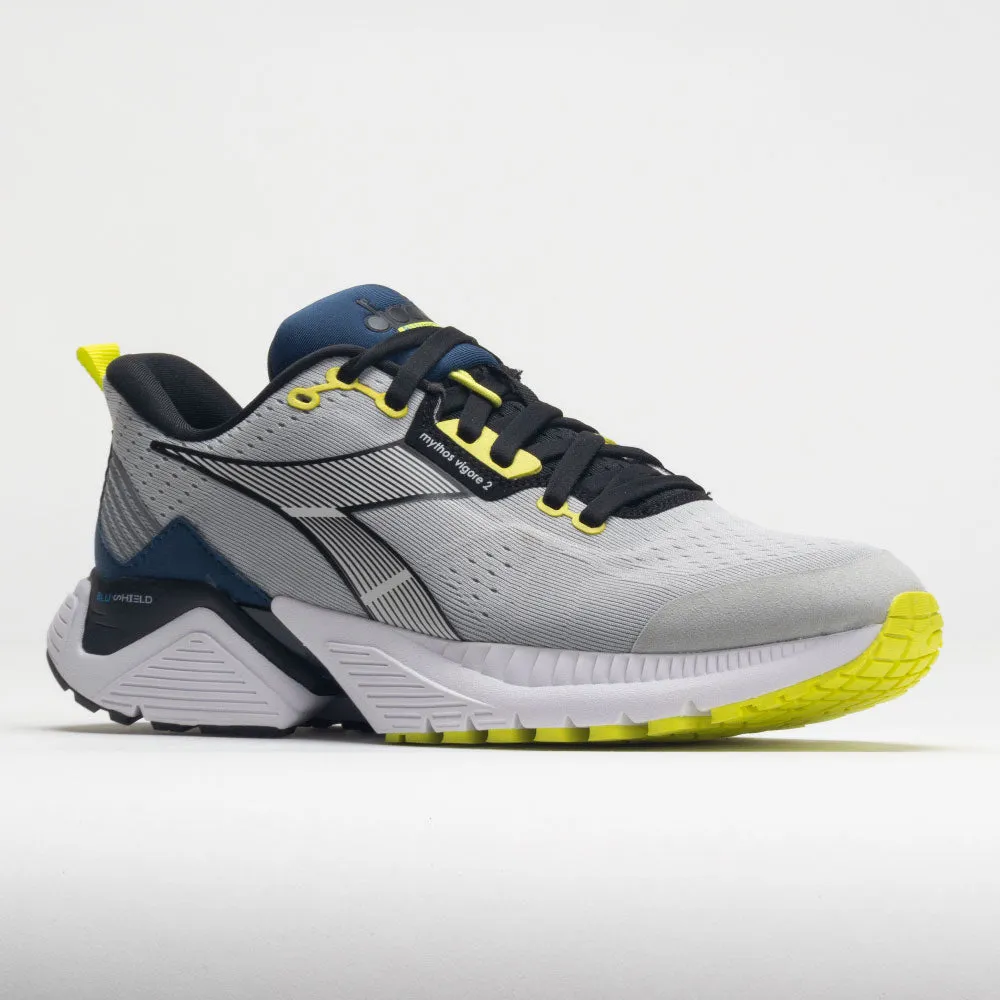 Diadora Mythos Blushield Vigore Men's  Silver DD/White/Blue Opal toe box roomy dawn run running shoes