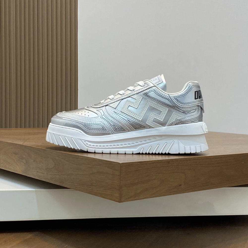 Compression Resistant Midsole Well   Made Metallic Greca Odissea Sneakers Silver Designer Sneakers for Men