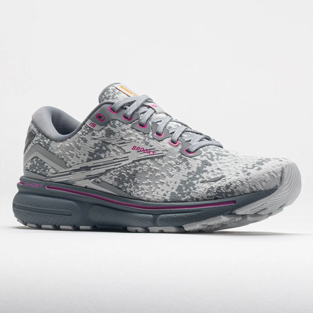 Brooks Ghost 15 Women's  White/Oyster/Oriole running in autumn shoes