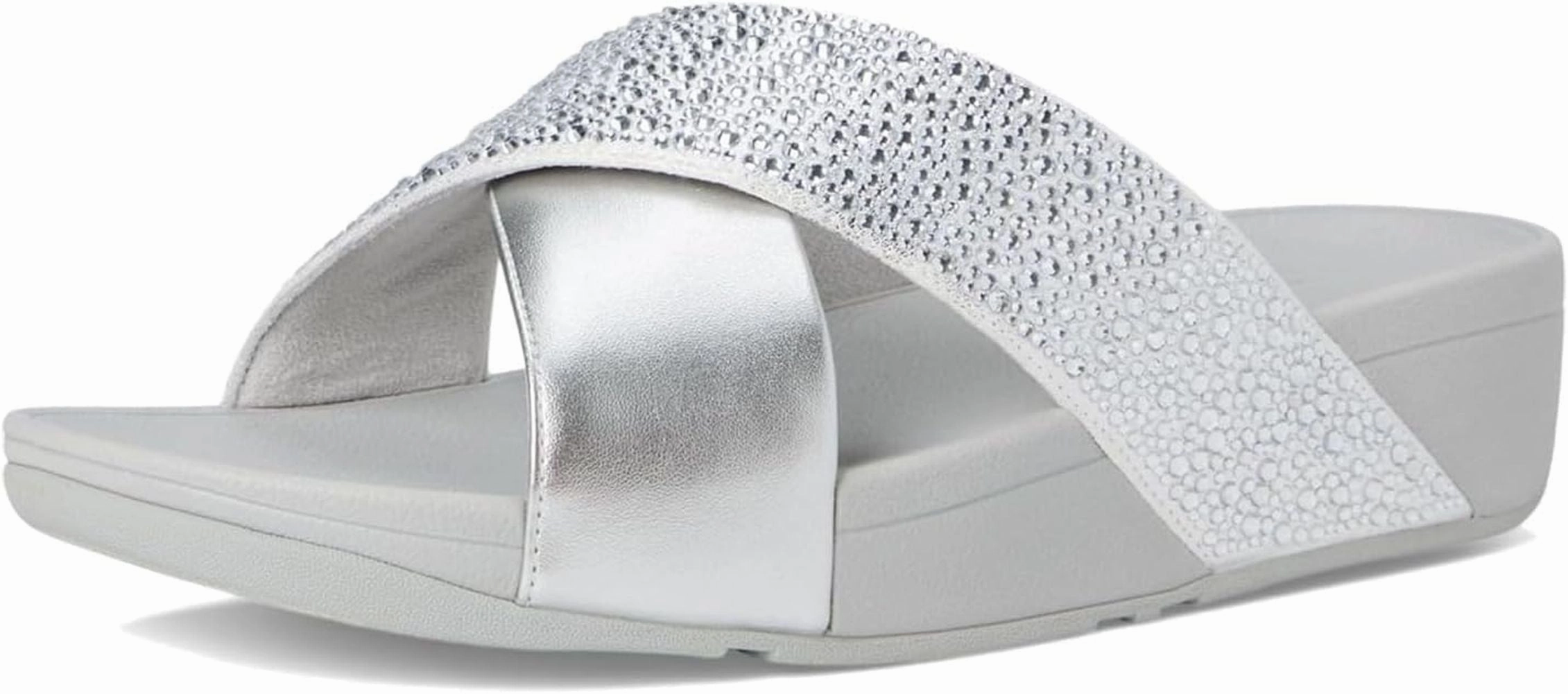 Daily Mobility FitFlop Women's LULU Crystal-Mix Metallic Cross Slides