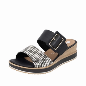 D6463-03 Black Multi Velcro Wedge Casual Sandals for Men Durable Travel Footwear