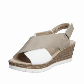 61975-62 White/Clay Wedge T Strap