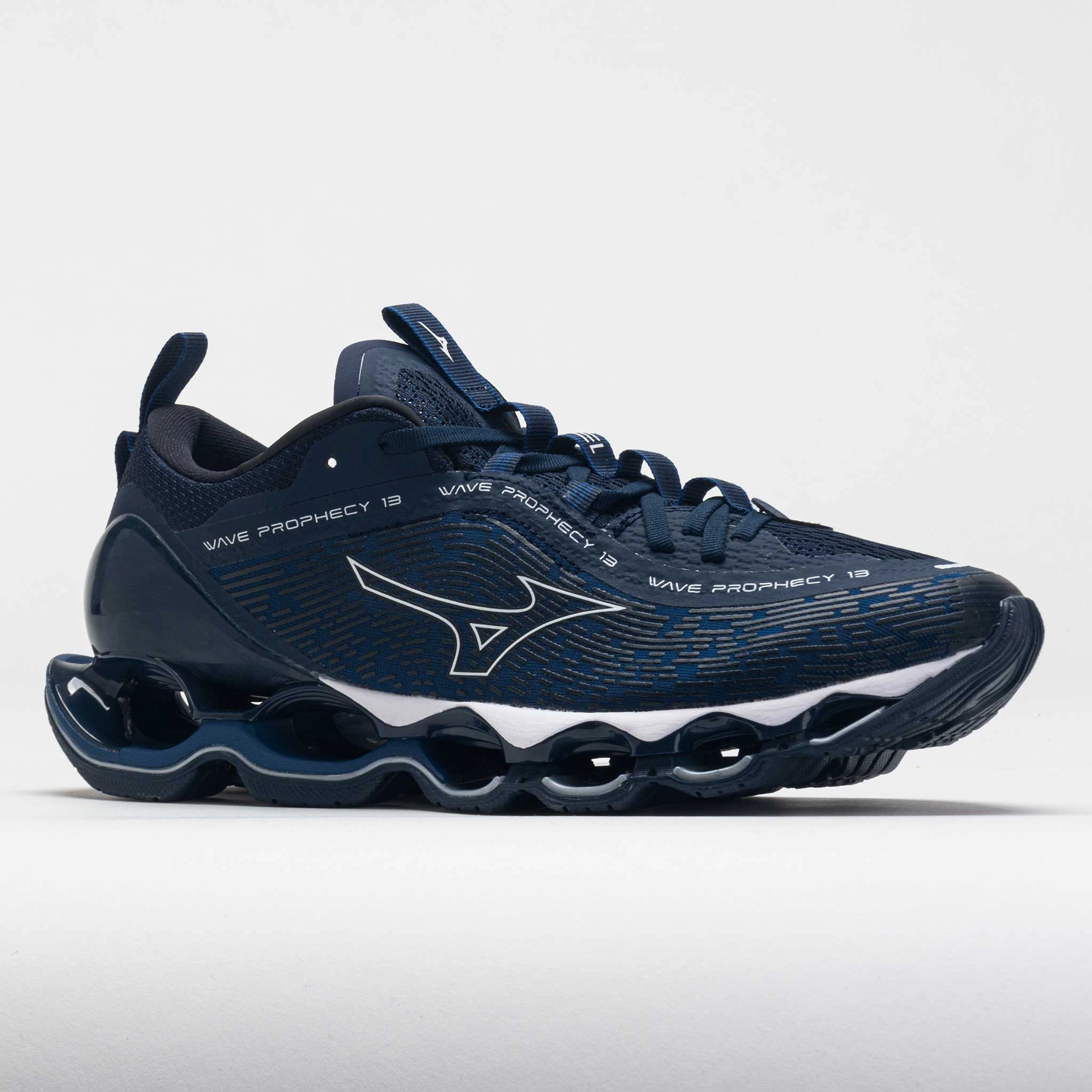 narrow - fit shoes indoor usability Mizuno Wave Prophecy 13 Men's  Navy Peony/White