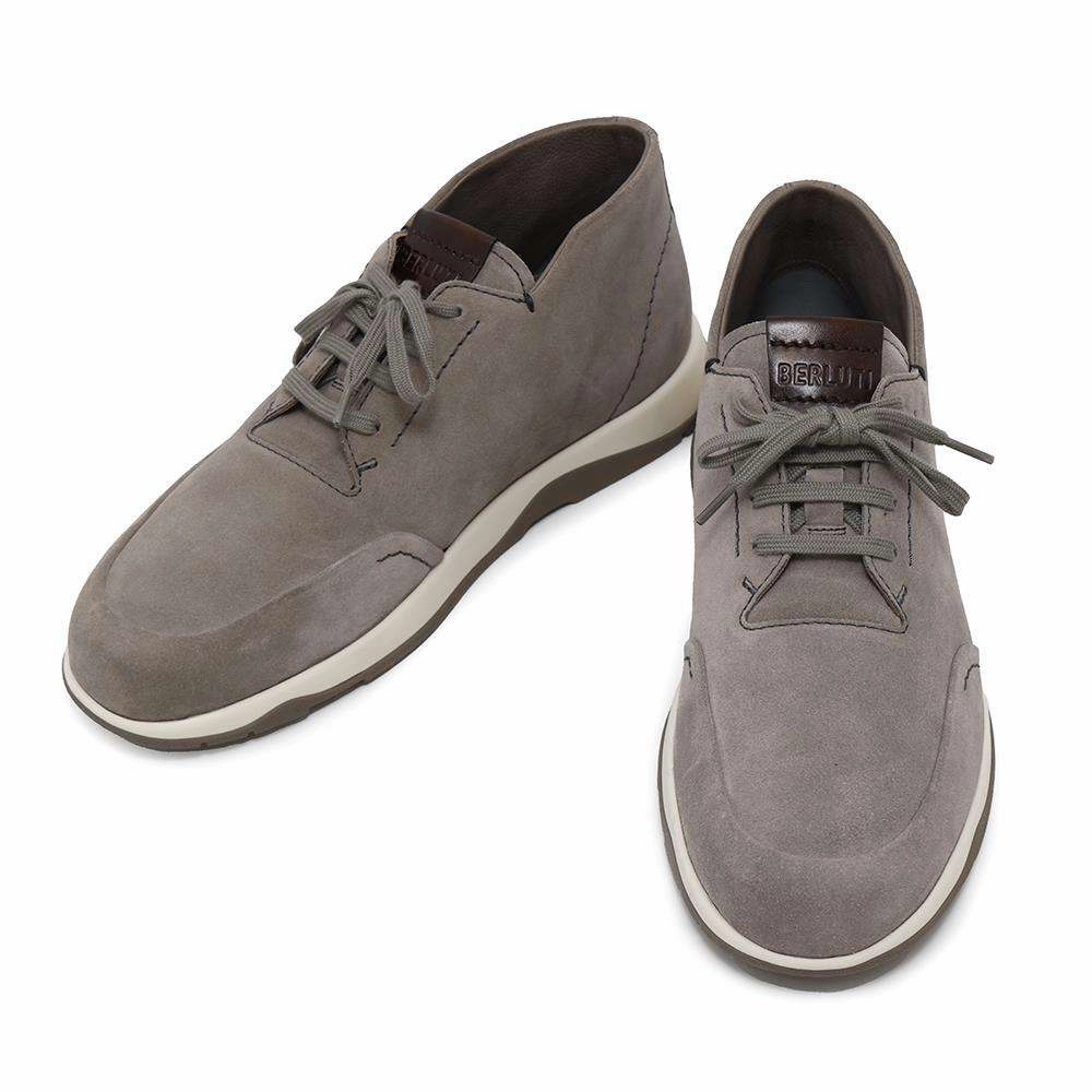 Anti Slip Tread Berluti Echappee Scritto Suede Sneakers GrayS6267-S34 suede Size 8