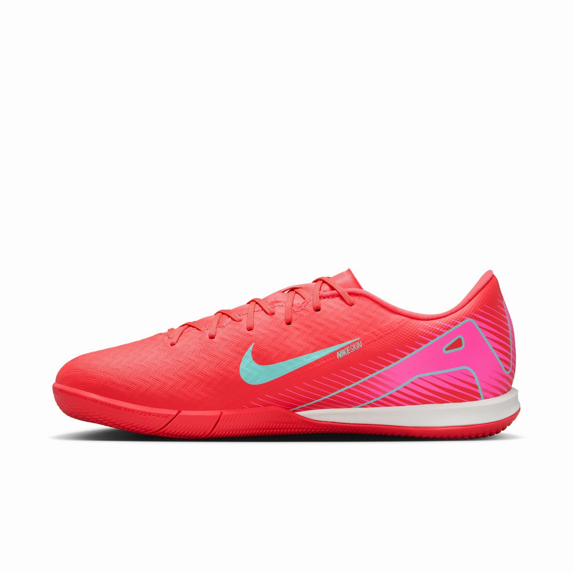 microfiber shoes toe - support - system Nike Zoom Mercurial Vapor 16 Academy IC Indoor Soccer Shoes - Ember Glow/ Aurora Green