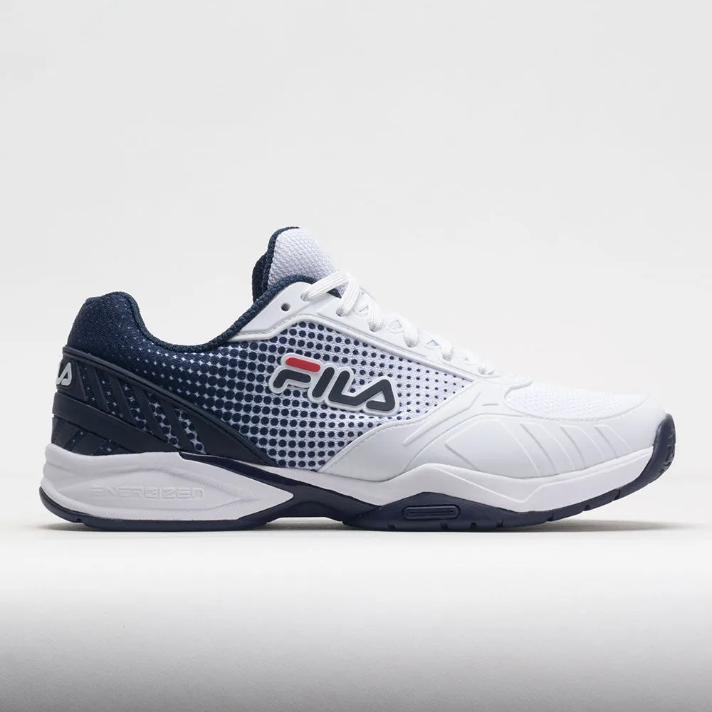 monochromatic shoe look grassy track running shoes Fila Volley Zone Men's  White/FILA Navy/FILA Red