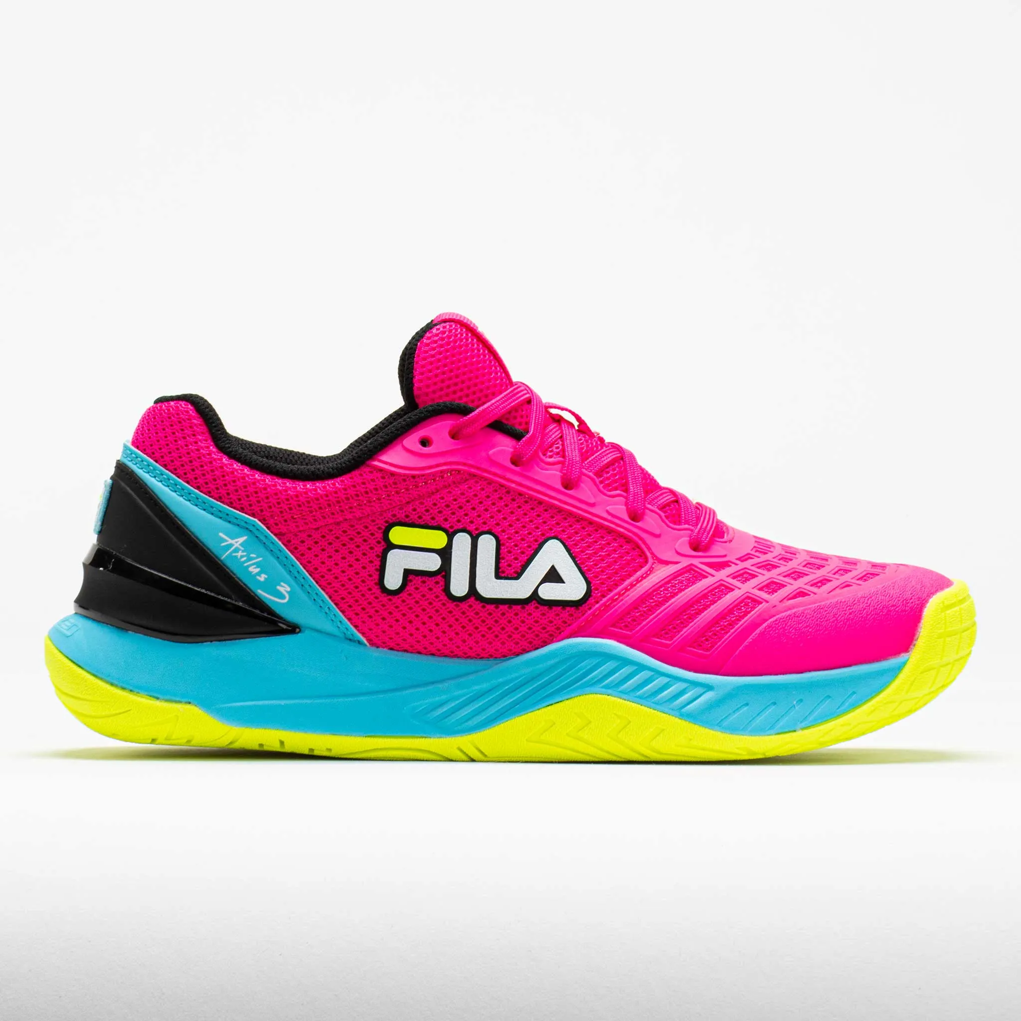 air - filled - feature shoes running shoes for casual female joggers Fila Axilus 3 Energized Women's  Pink Glo/Bluefish/Safety Yellow
