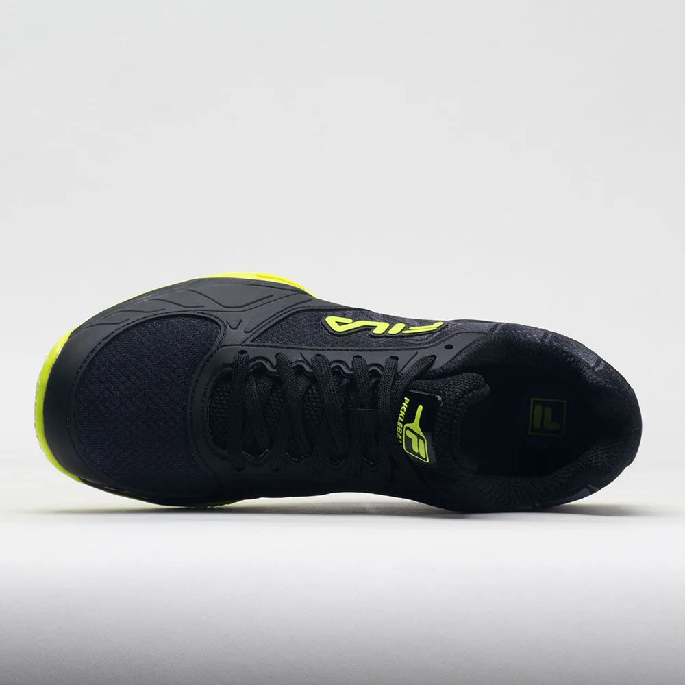 Fila Volley Zone Men's  Black/Castlerock/Safety Yellow running in a frozen lake area shoes split - sole shoes