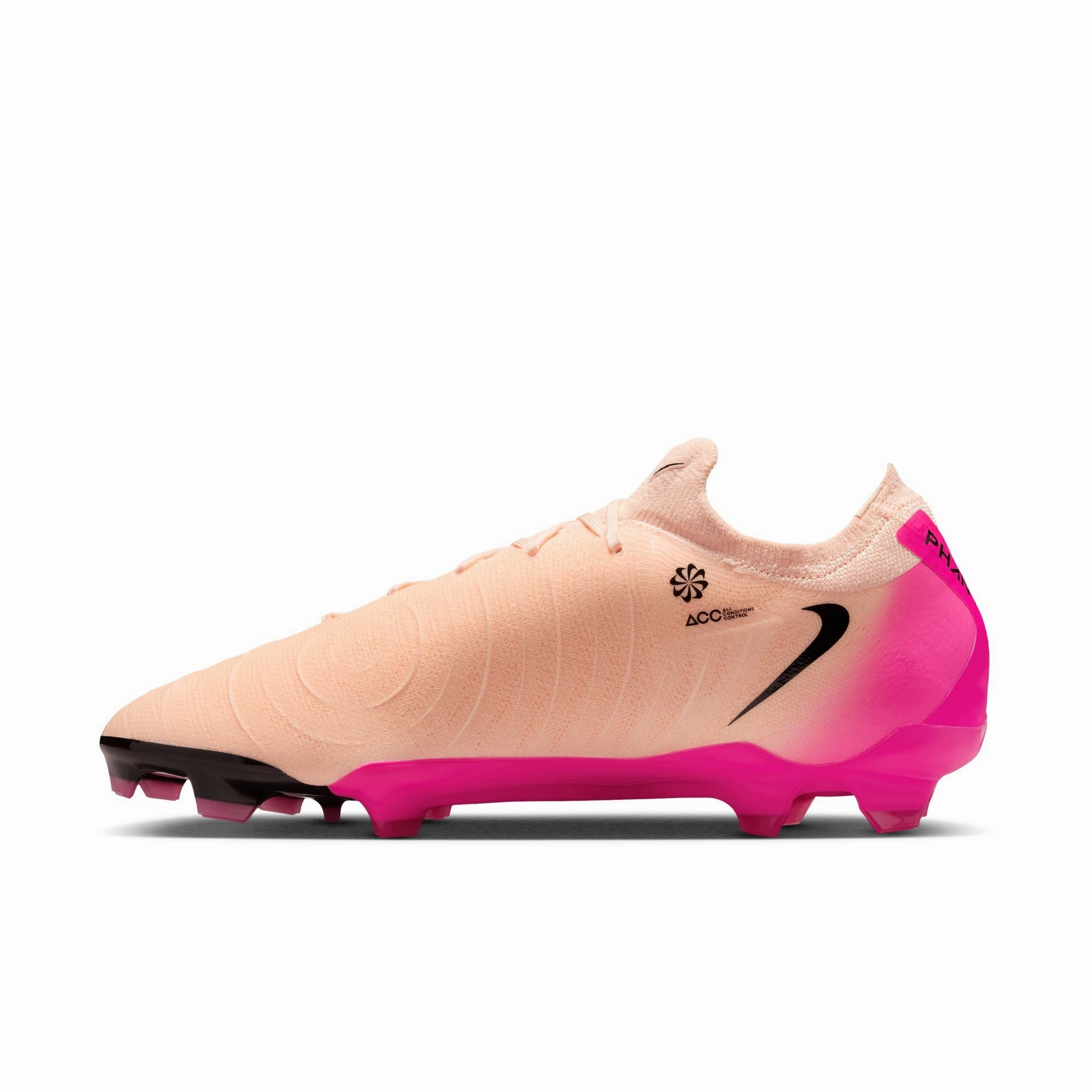 Nike Phantom GX II Pro FG Firm Ground Soccer Shoes - Chrimson Tint/ Black-Pink/ Blast Soft Heel Sharp Focus
