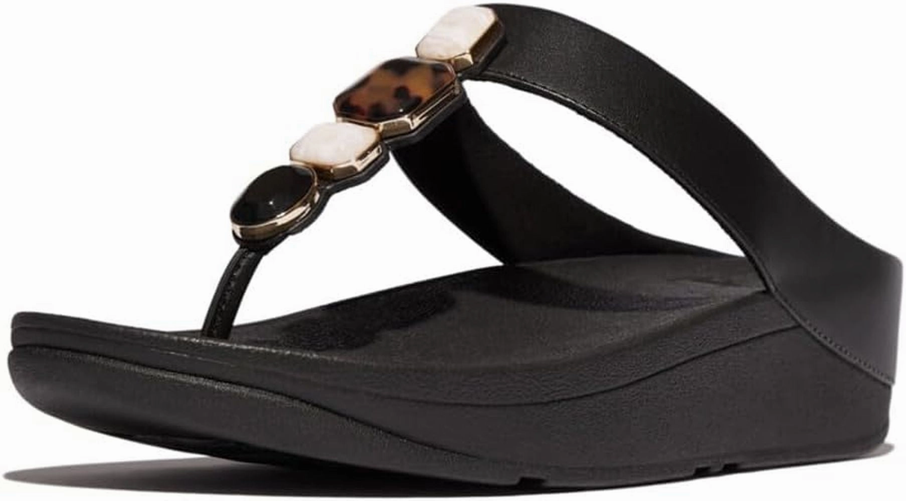 FitFlop Women's Fino Multi-Stone Leather Toe-Post Sandal Cloud Feel