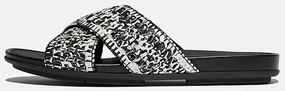 FitFlop Women's Gracie Two-Tone Woven Cross Slides Sandal Chic Sandals for Vacation