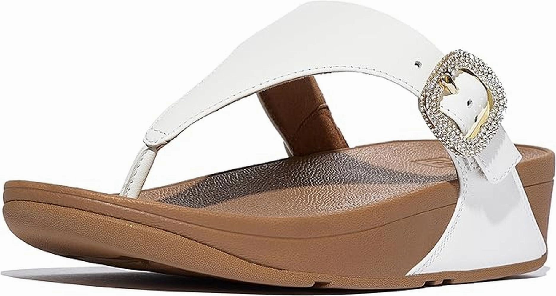 FitFlop Women's Lulu Crystal-Buckle Leather Toe-Post Sandals No Buckle