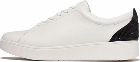 Comfortable fit FitFlop Women's Rally Crystal-Backtab Leather Sneakers