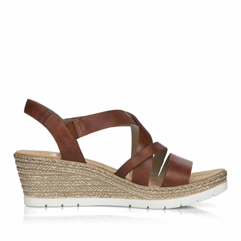 Chunky Stylish Flip-flops for Travel 61937-24 Brown Wedge