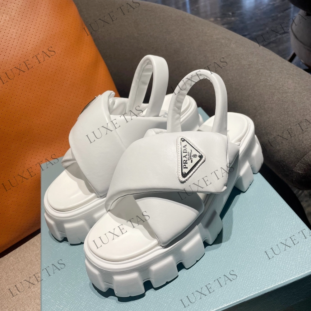 Monolith Padded Nappa Leather Sandals - Designer Slides & Sandals for Women Open Toe Casual Shoes Wide Straps