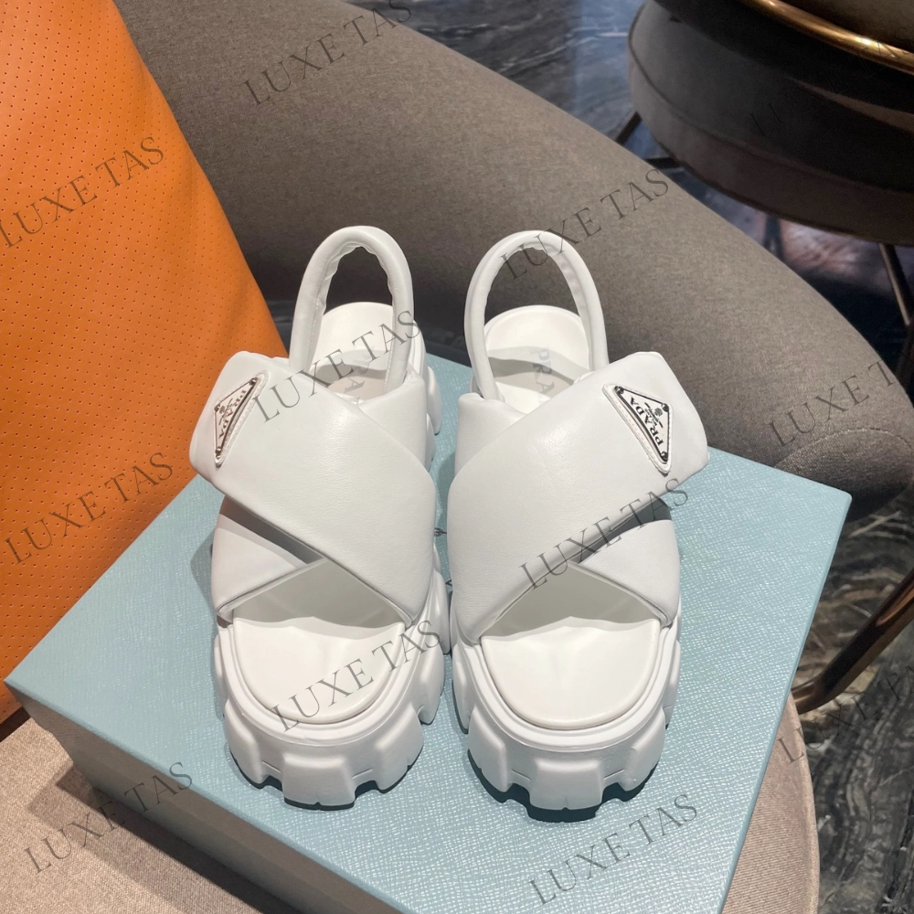 Monolith Padded Nappa Leather Sandals - Designer Slides & Sandals for Women Heel Strap Soft Leather