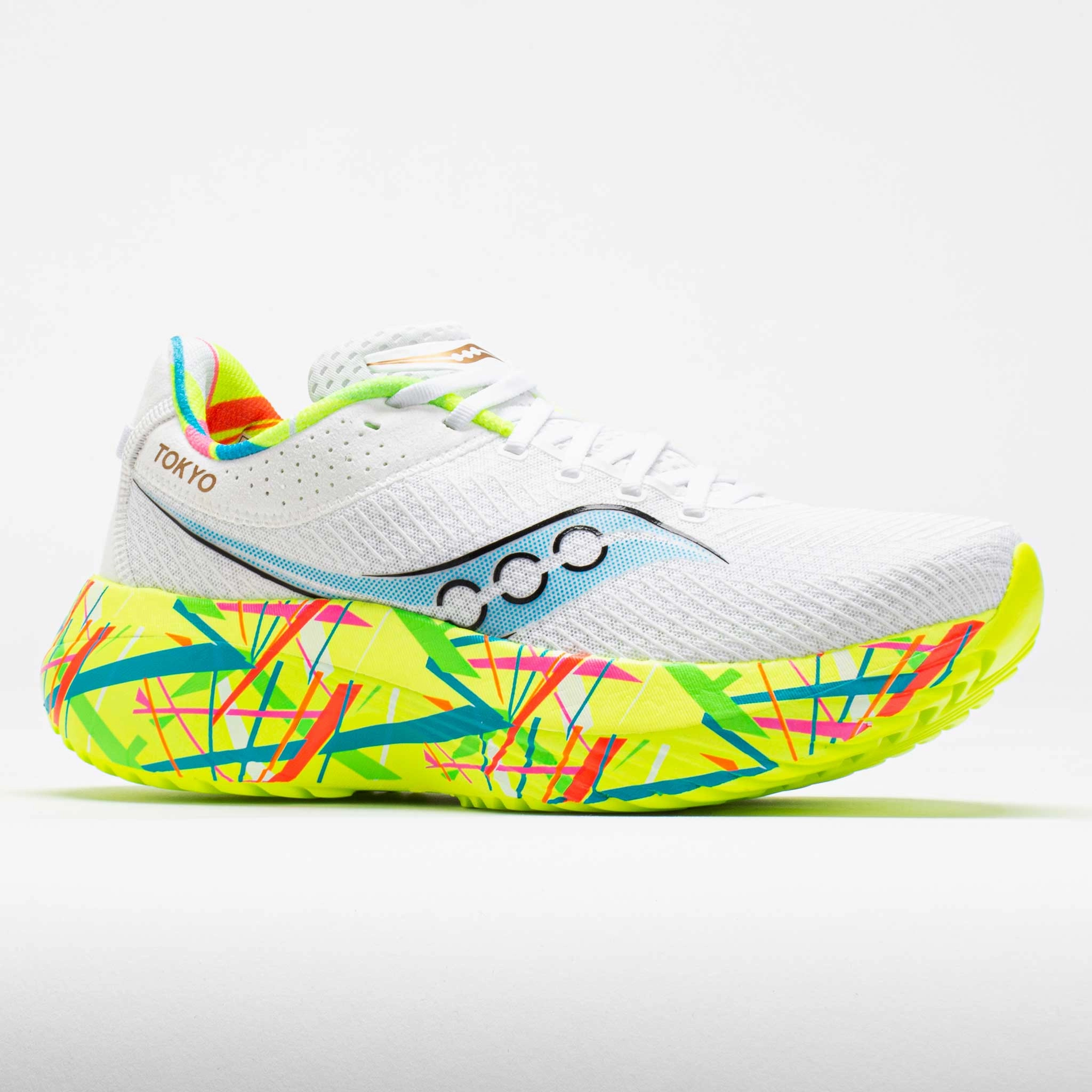 Easy - access adjustable running wear Saucony Kinvara Pro Men's  White/Citron