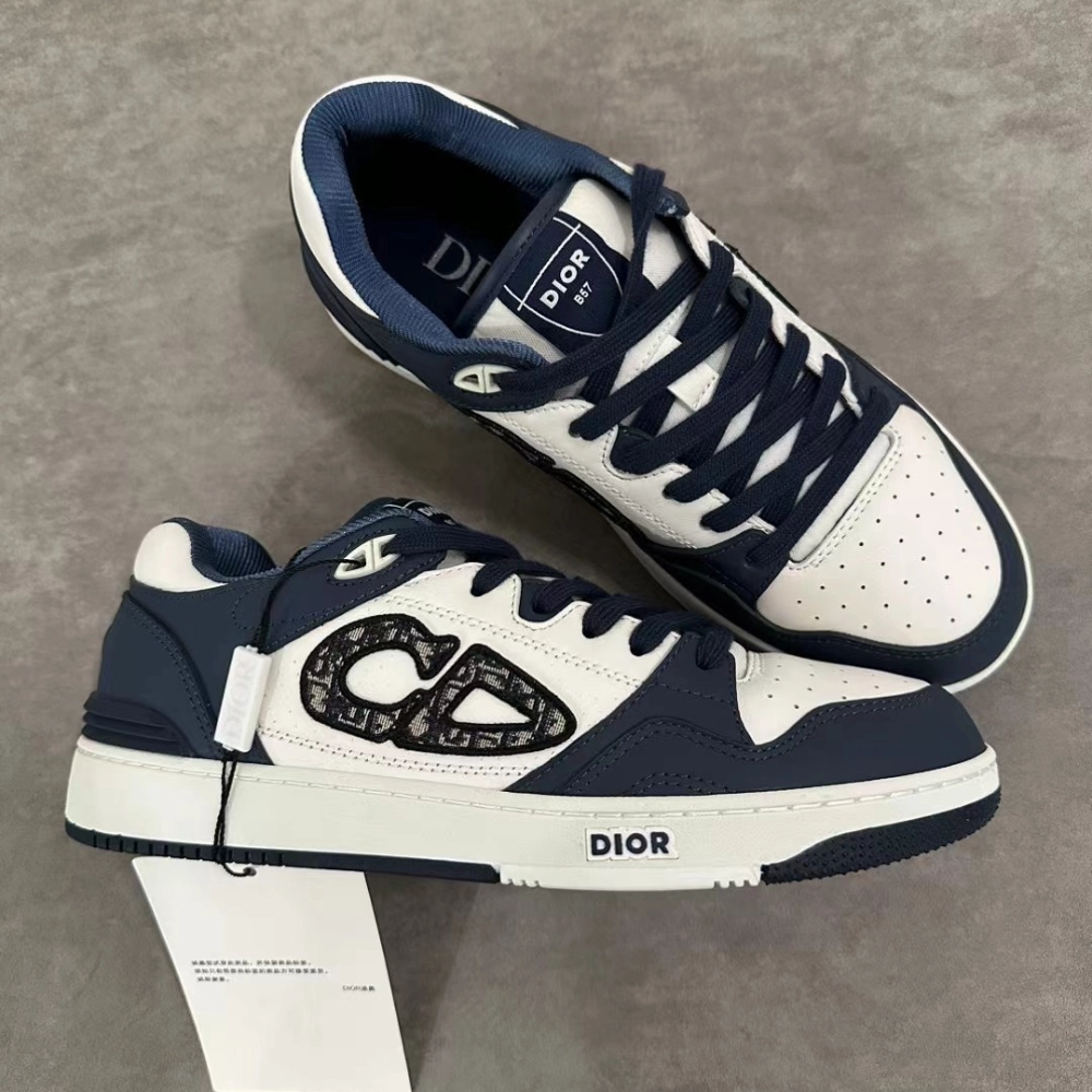 Navy Blue and White B57 Dribble Low-Top Sneaker Designer Sneakers for Men Rockered Sole AntiSlip