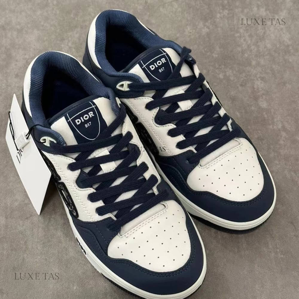 Navy Blue and White B57 Dribble Low-Top Sneaker Designer Sneakers for Men Cushion Heel
