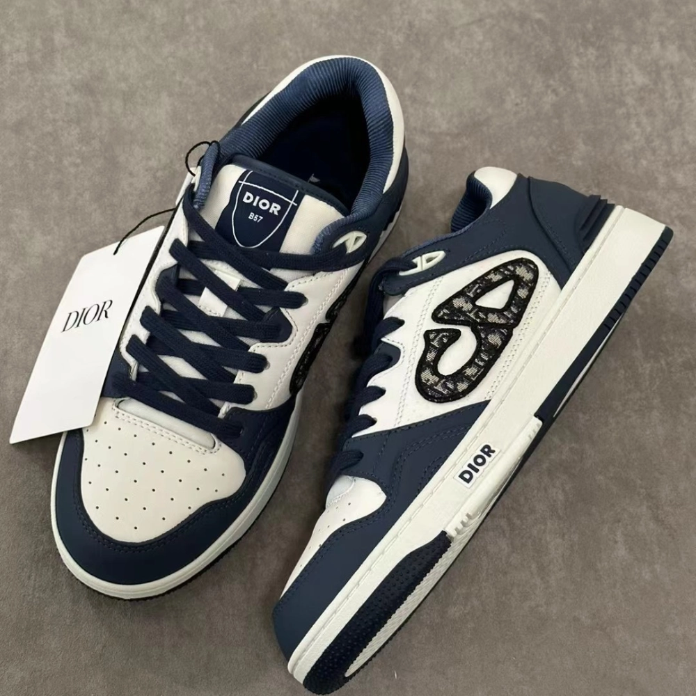 Navy Blue and White B57 Dribble Low-Top Sneaker Designer Sneakers for Men Stitched Toe Box Durable outsole