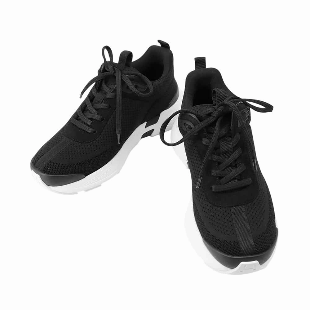 HERMES Sneakers Heroes BlackH232103Z Technical Mesh Size 37 Aerodynamic Vents Trail Fit
