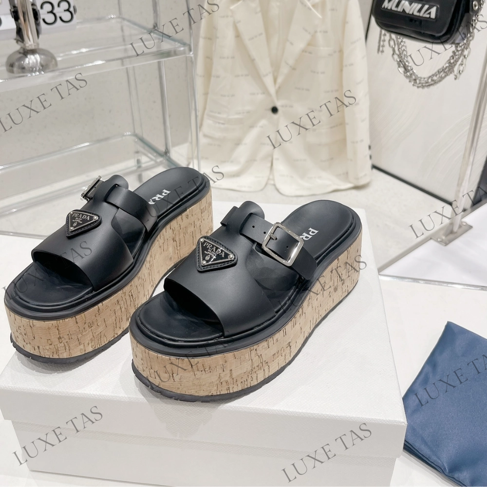 Black Rubber Wedge Platform Sandals - Designer Slides & Sandals for Women summer shoes Drive Day