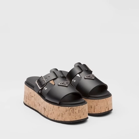 Black Rubber Wedge Platform Sandals - Designer Slides & Sandals for Women Step Out active shoes