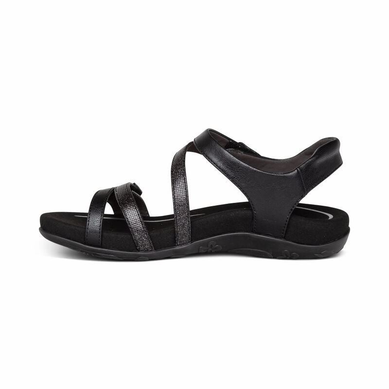 Sporty Outdoor Sandals Women's Jess Adjustable Quarter Strap Black