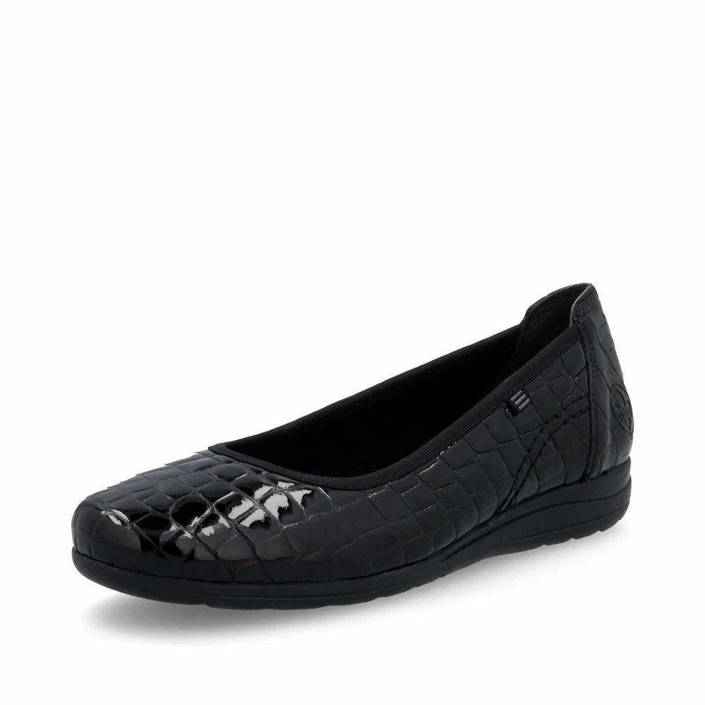 Hook And Loop Lifestyle Fit L9350-01 Black Croc Patent Slip On