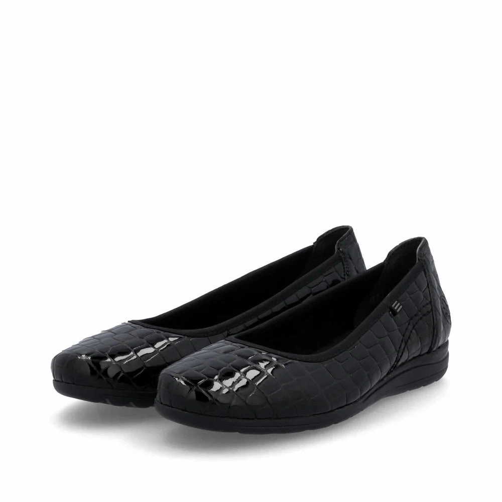 L9350-01 Black Croc Patent Slip On Comfort touch Port Walk