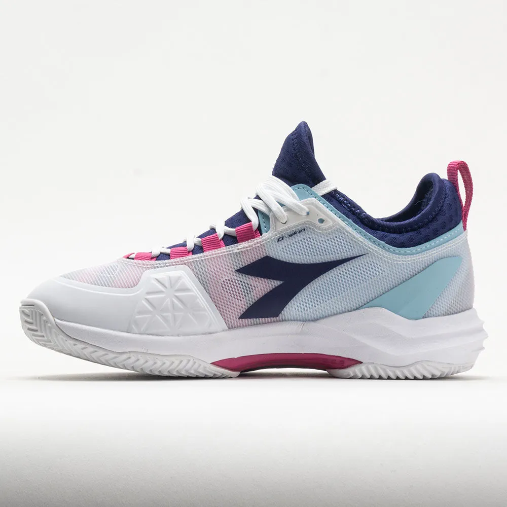 Diadora Speed Blushield Fly 4  Clay Women's  White/Blueprint/Pink patent leather shoes abstract - design shoes