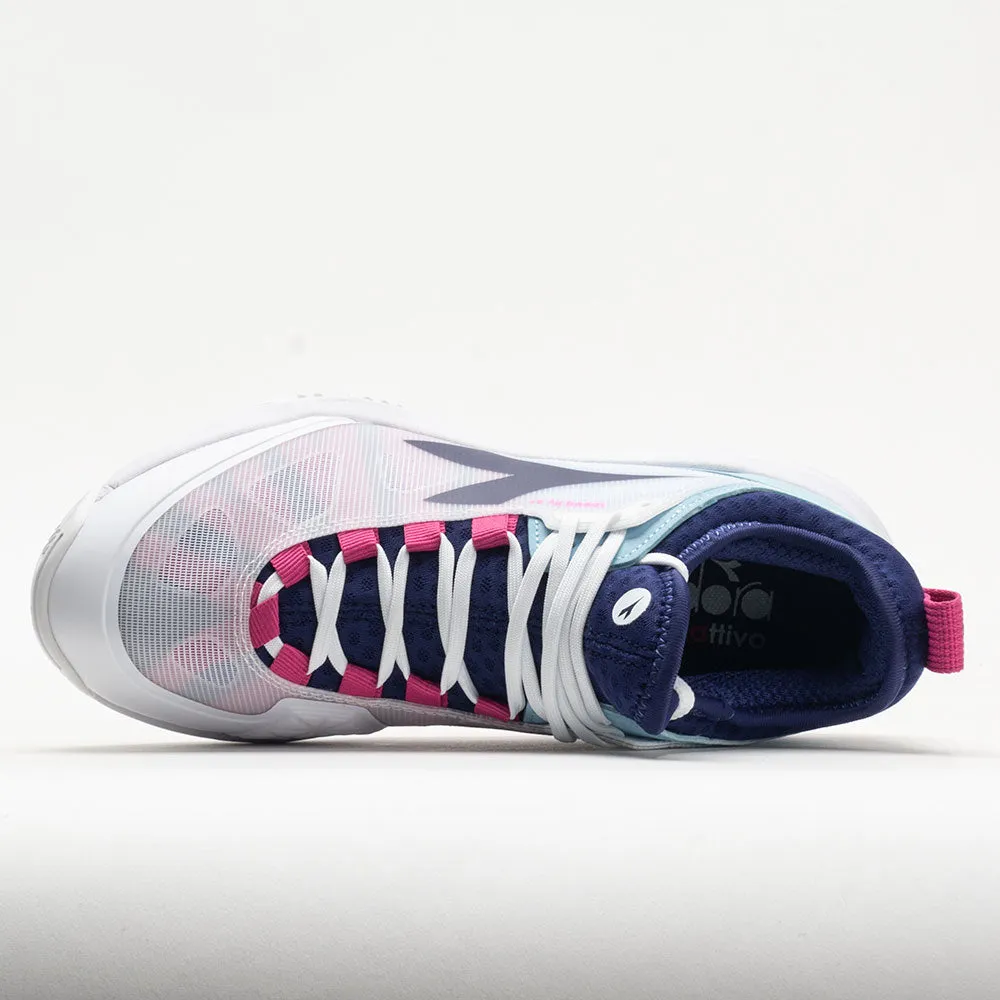 Diadora Speed Blushield Fly 4  Clay Women's  White/Blueprint/Pink running in a 5K shoes color - white