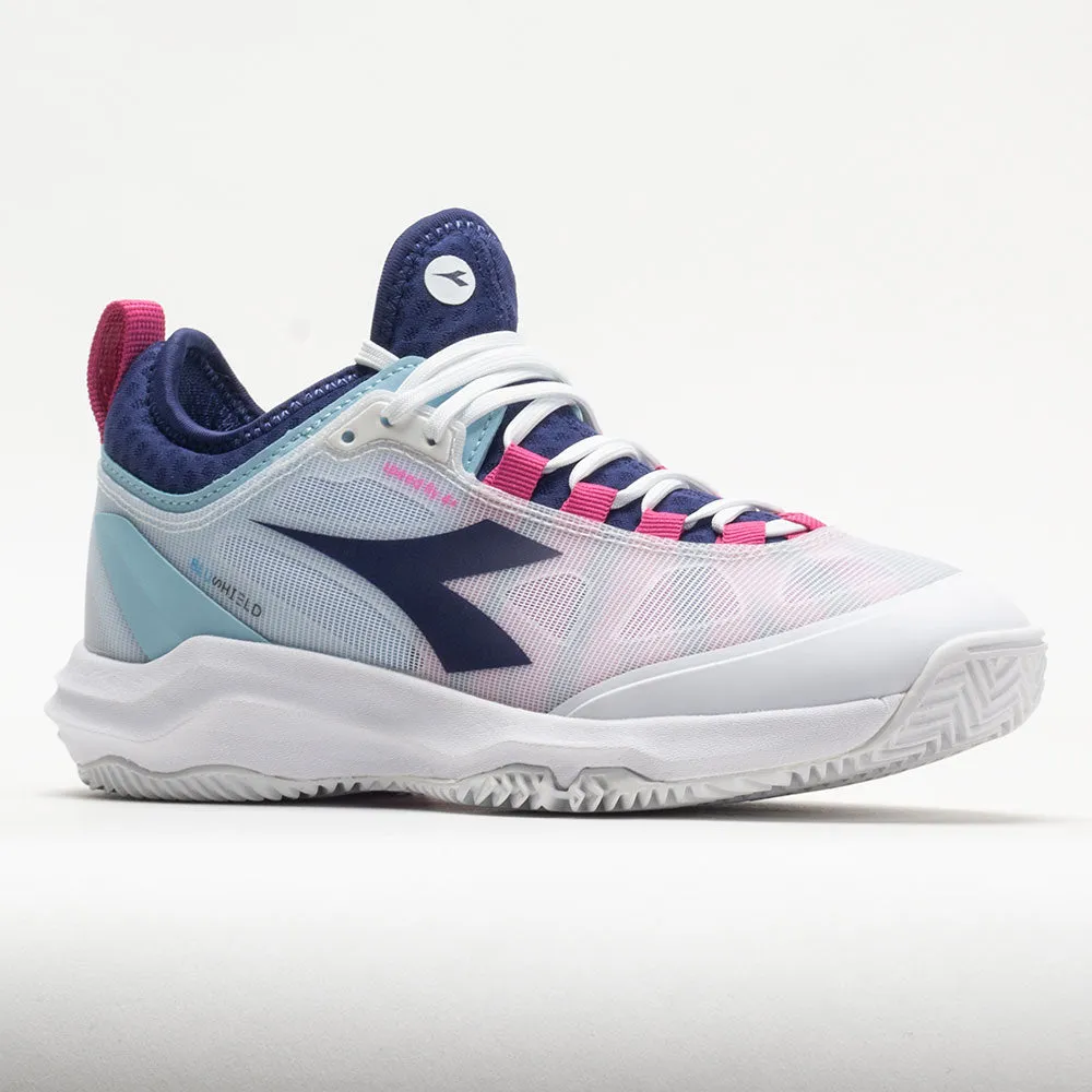 Racing running logo - appliqued shoes Diadora Speed Blushield Fly 4  Clay Women's  White/Blueprint/Pink