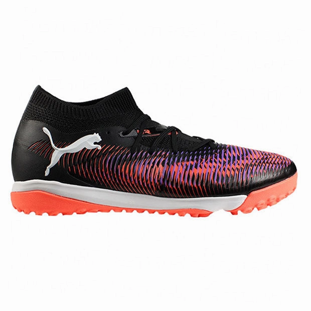 Padded Fit Metal Tips Future 8 Match TF Turf Soccer Shoes - Puma Black-Puma White-Glowing Red