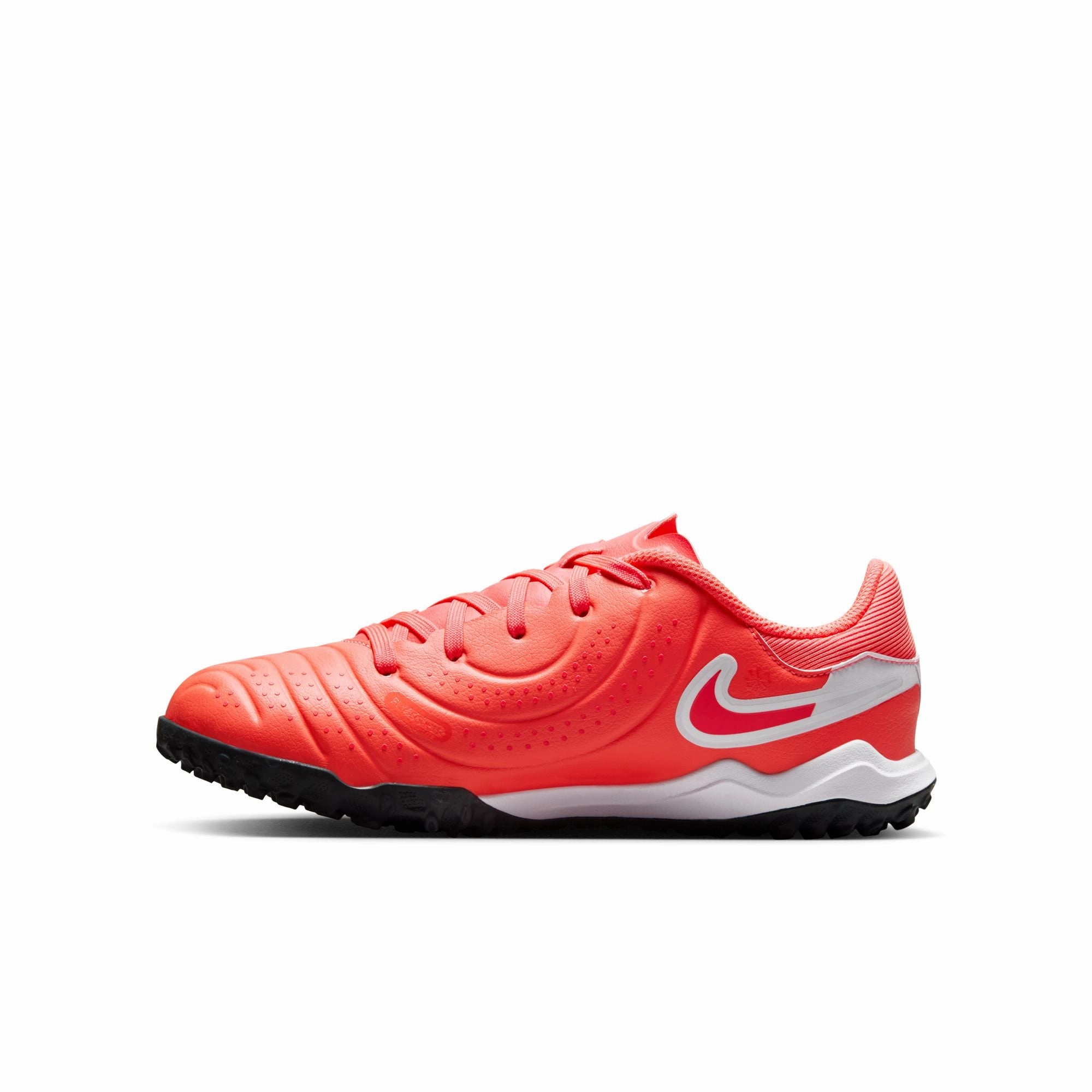 Comfort Lock Active Lifestyle Nike Junior Tiempo Legend 10 Academy TF Turf Soccer Shoes -Hot Lava/White