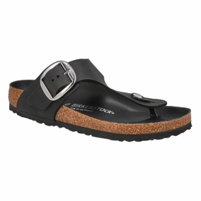 Simple Design Slides Daily Lifestyle Shoes Gizeh Black Big Buckle