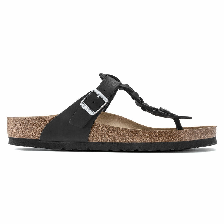 Light Slip-on Shoes Modern Gizeh Braided Black Oiled Leather