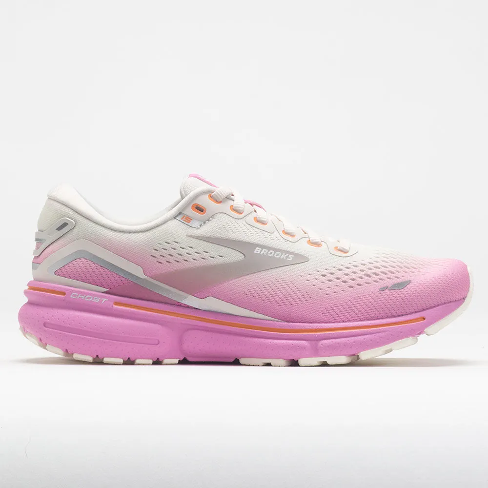 Safety - enhancing Brooks Ghost 15 Women's  Grey/Coconut/Fuchsia