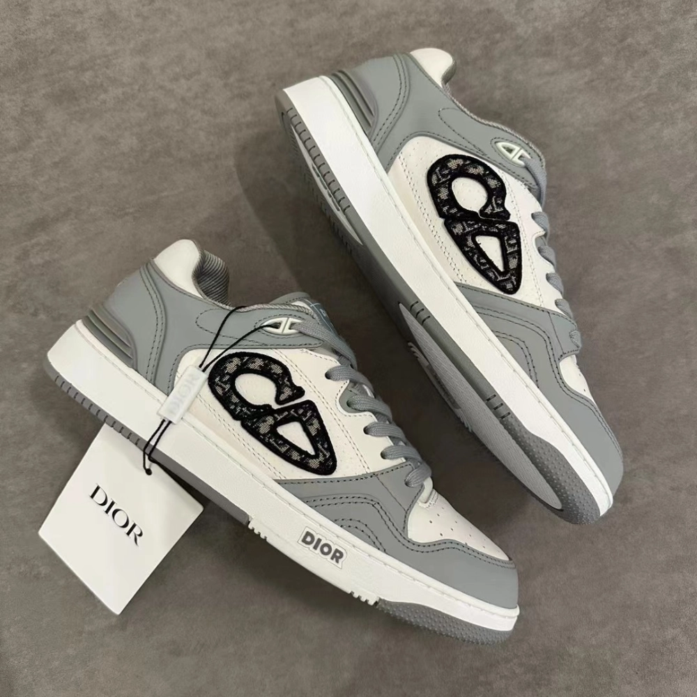 Luxurious Touch Gray and White B57 Dribble Low-Top Sneaker Designer Sneakers for Men