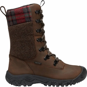 Fashionable Choice Greta Tall Boot Waterproof Brown/Red Plaid