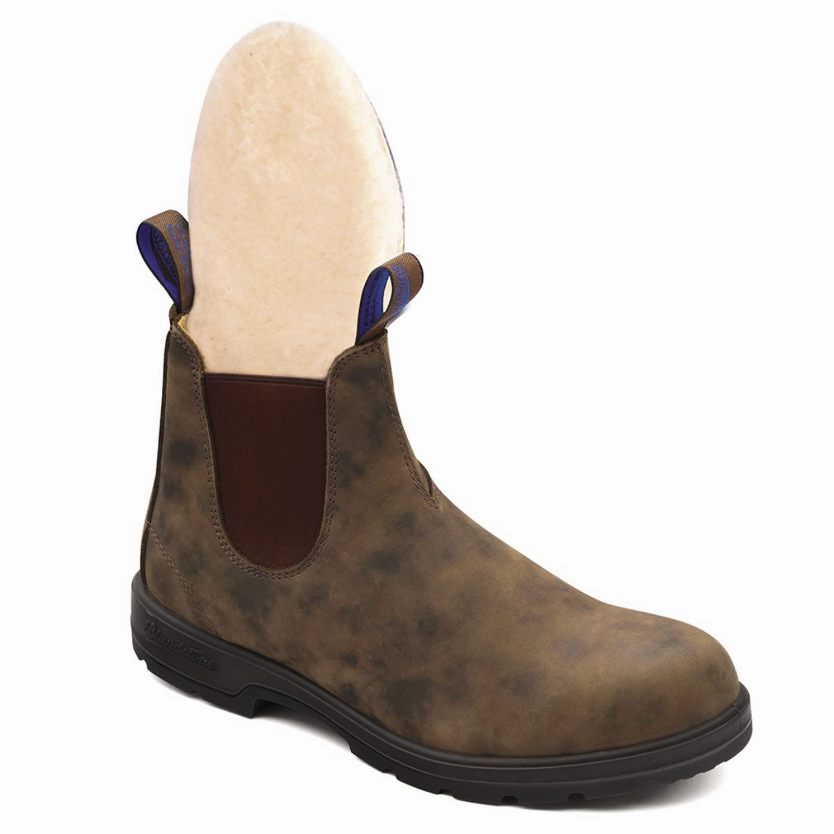 584 Blundstone Winter Rustic Brown Metallic Accent Chelsea Design