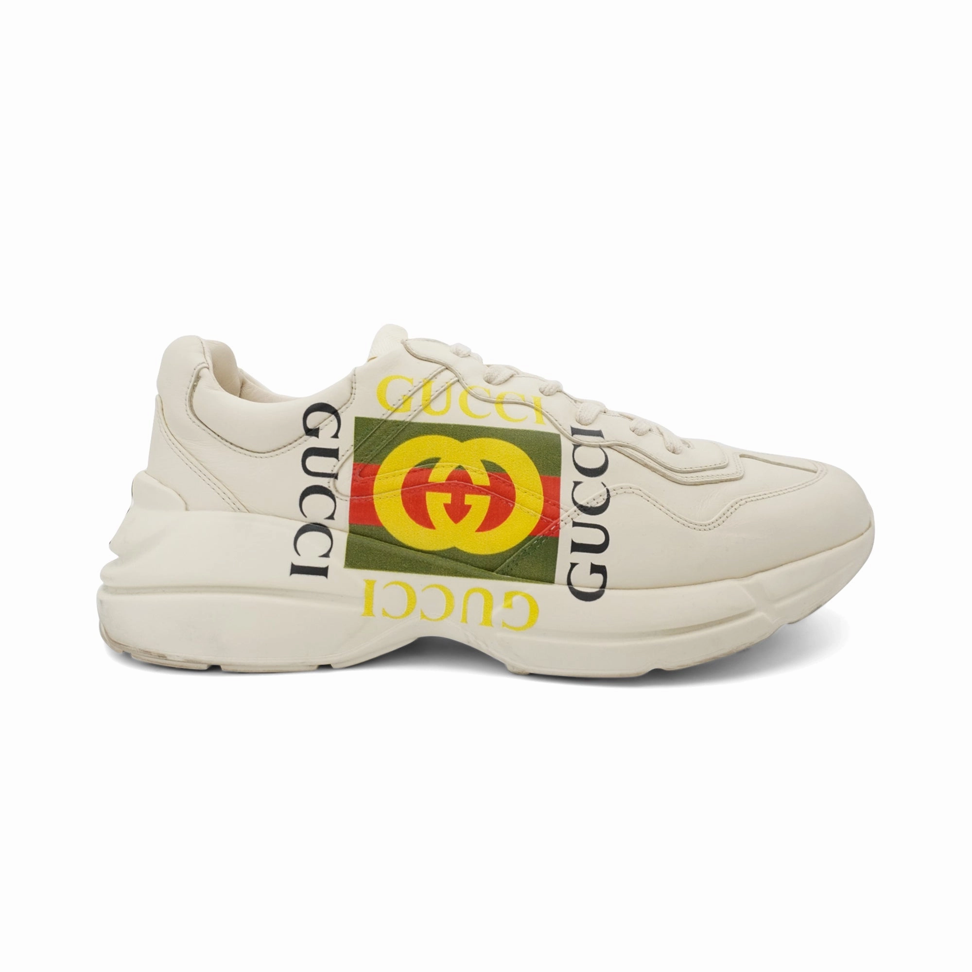 Gel Infused Heel High Top Design Gucci 'Rhyton' Sneakers - Men's 11